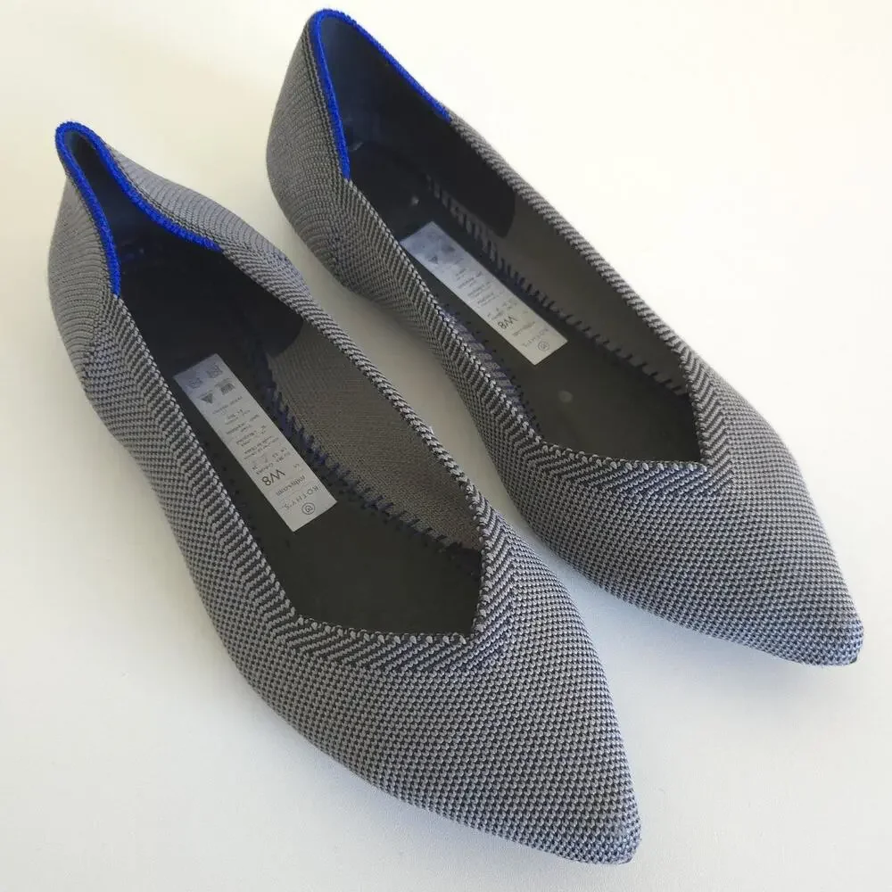 Rothy's The Point Grey Blue Knit Flats Women's Size 8 - Missing Insoles
